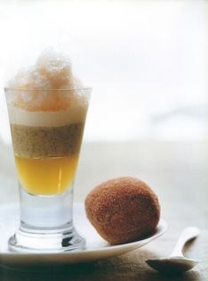 Apple trifle with cider granita and doughnuts