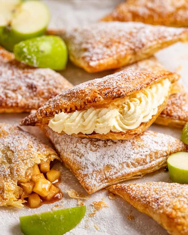 Apple turnovers – with cream filled option