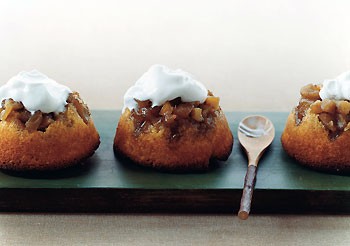 Apple upside-down cornmeal cakes