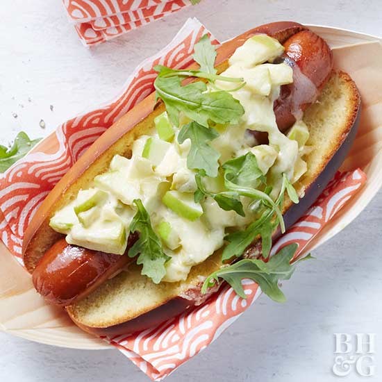 Apples and white cheddar hot dogs