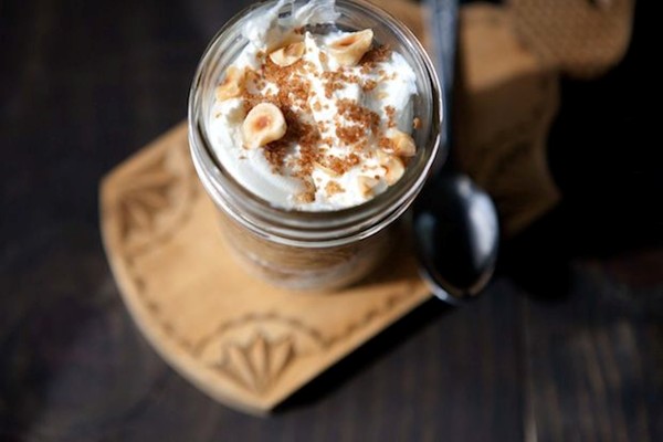 Applesauce parfait with cinnamon breadcrumbs