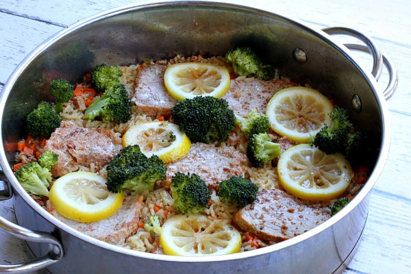 Applewood smoked bacon pork and rice skillet