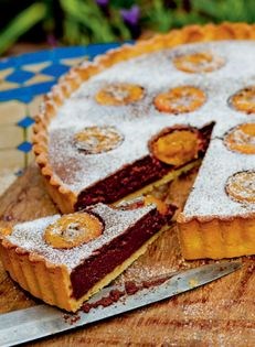 Apricot & lavender tart