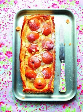 Apricot, almond and stem-ginger tart