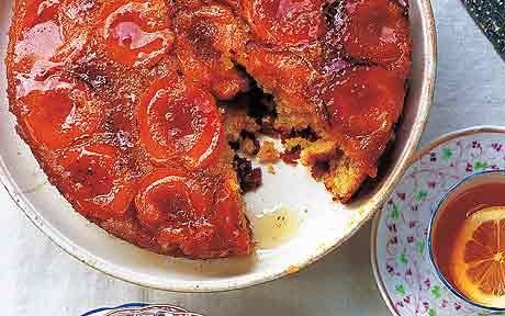 Apricot and almond upside-down cake