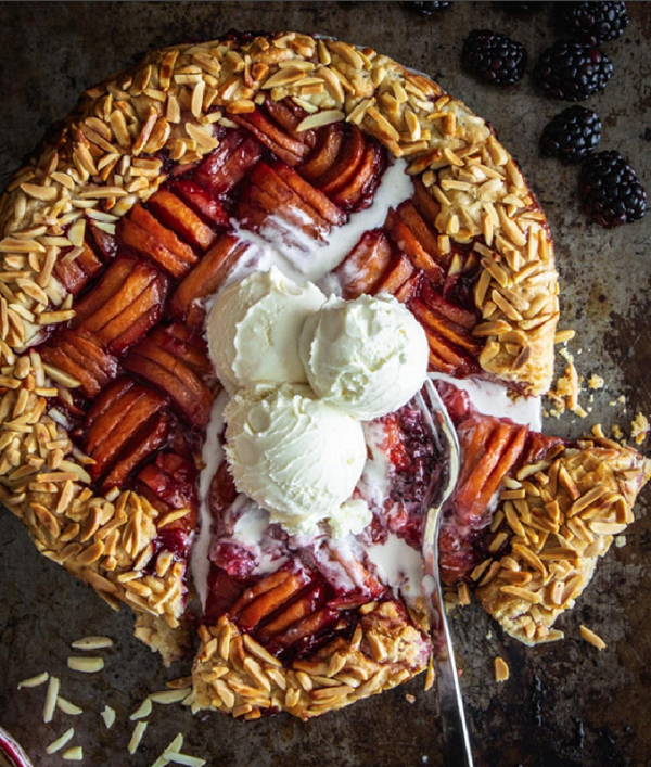 Apricot and blackberry weave galette