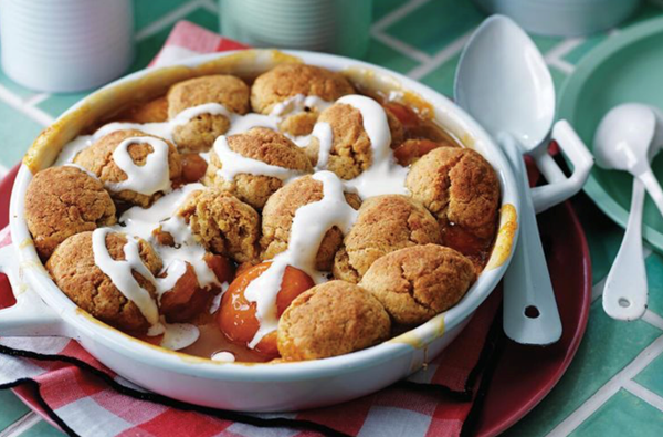 Apricot and brown butter cobbler