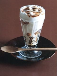 Apricot and caramel cream sundae