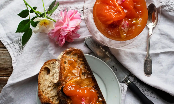 Apricot and rose-petal jam