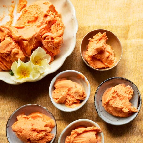 Apricot and rosewater ice-cream