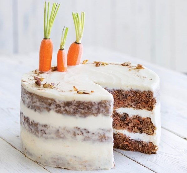 Apricot carrot cake with honey cream frosting