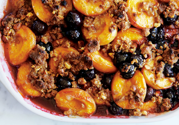 Apricot, cherry, and graham cracker crumble