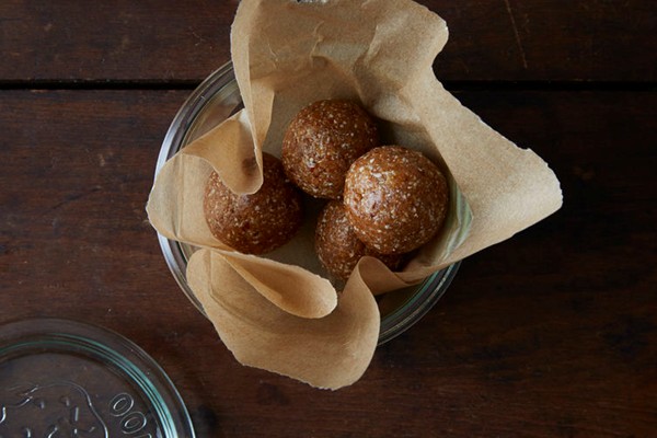 Apricot, date, and cashew snack balls