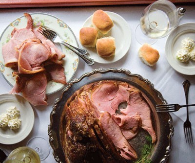 Apricot-ginger glazed ham