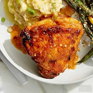 Apricot-glazed chicken thighs