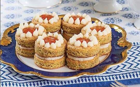 Apricot-hazelnut flourless cakes [sour cream buttercream; bittersweet ganache]