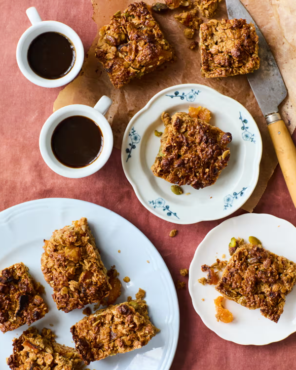 Apricot, pistachio, and tahini granola bars