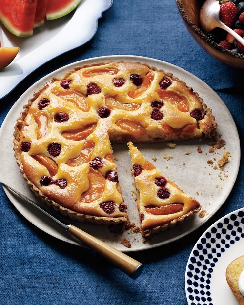 Apricot-raspberry frangipane tart