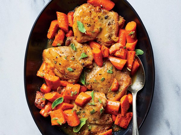 Apricot-sage chicken with carrots