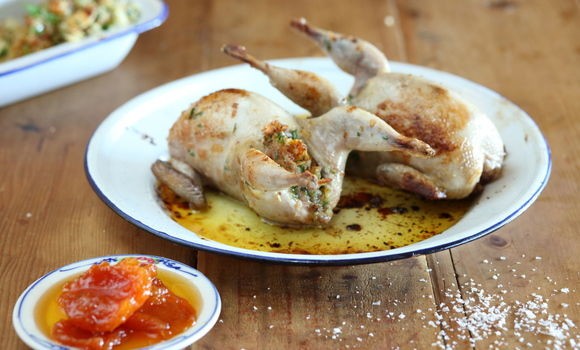 Apricot stuffed quail