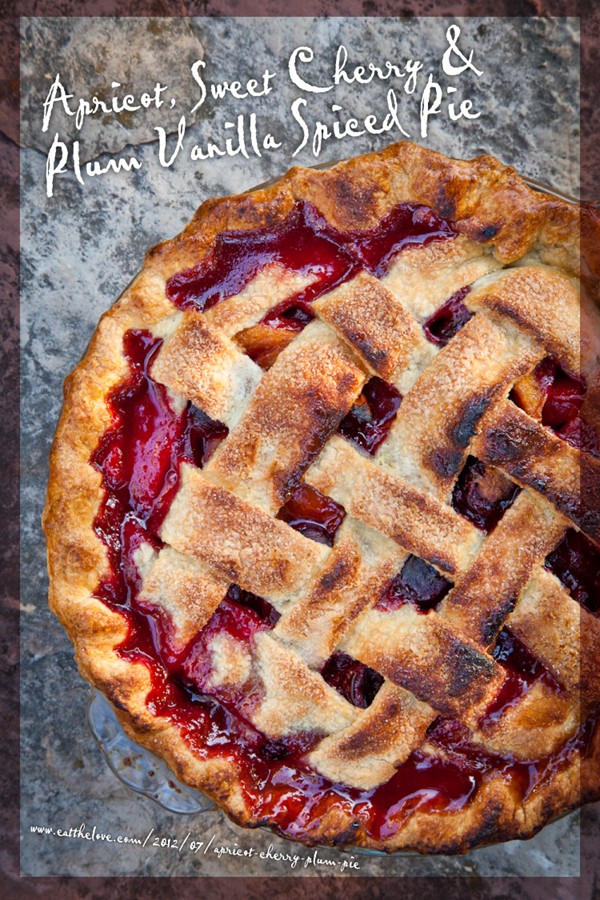 Apricot, sweet cherry and plum vanilla spiced pie