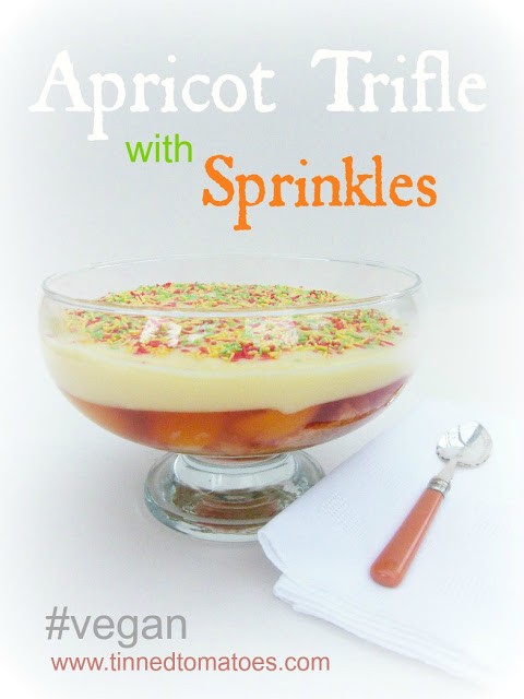 Apricot trifle with sprinkles