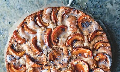 Apricot, walnut and lavender cake