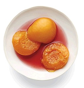 Apricots poached in spiced red wine