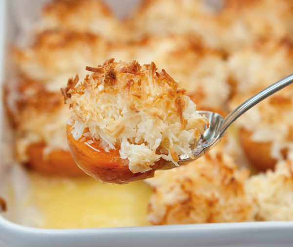 Apricots with macaroon topping