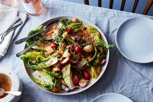 April Bloomfield’s steamed and raw radish salad with kimchi and sesame