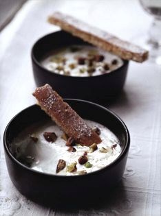 Arbutus honey and milk junket with organic pistachios
