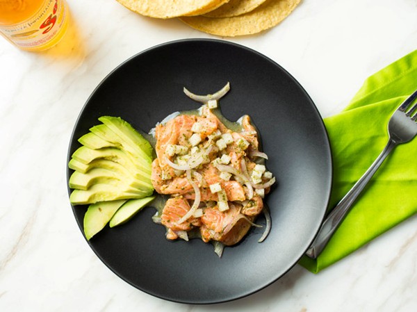 Arctic char aguachile with habanero, jicama, and lime