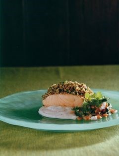 Arctic char with burghul and parsley salad