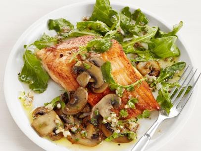 Arctic char with mushrooms