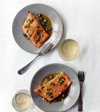Arctic char with pistachio orange vinaigrette