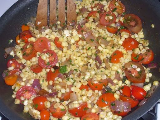 Arctic char with tomato-corn relish