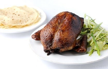 Aromatic duck with asparagus and cucumber salad