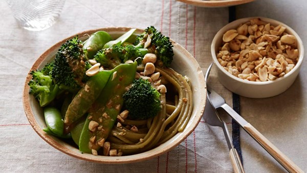 Aromatic noodles with lime-peanut sauce