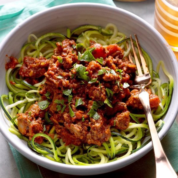 Arrabbiata sauce with zucchini noodles