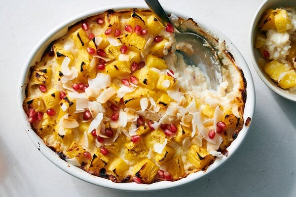 Arroz con leche with roasted pineapple