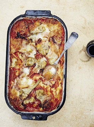 Artichoke and ham lasagne