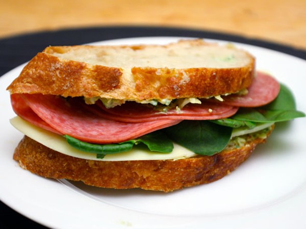 Artichoke and salami sandwiches