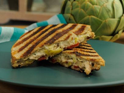 Artichoke and spinach dip chicken panini