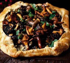 Artichoke and wild mushroom pie