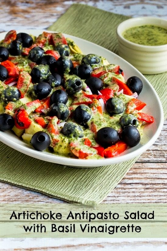 Artichoke antipasto salad with basil vinaigrette