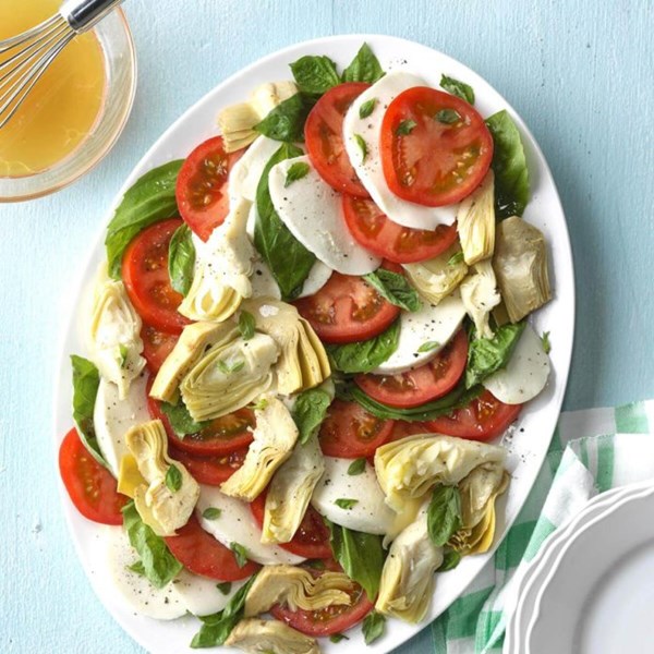 Artichoke Caprese platter