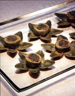 Artichoke flowers filled with truffled pâté