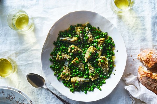 Artichoke hearts and peas
