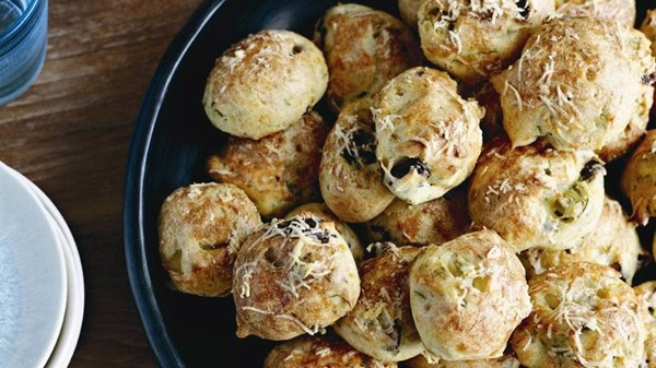 Artichoke, olive and Parmesan gougères