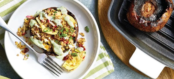 Artichoke-quinoa stuffed mushrooms
